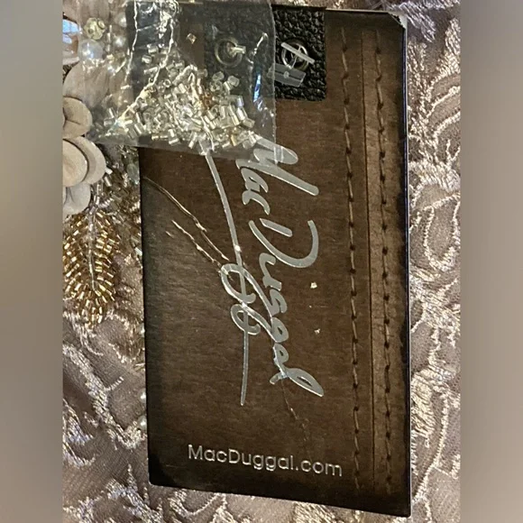 NWT MacDuggal 11121 Mocha Embellished Illusion Long Sleeve A-Line Ball Gown-Sz 8 - Picture 14 of 15